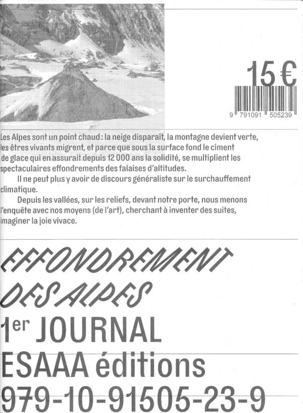Effondrement des Alpes - Premier Journal - Editions ESAAA - Front Cover - Centre de la photographie Genève